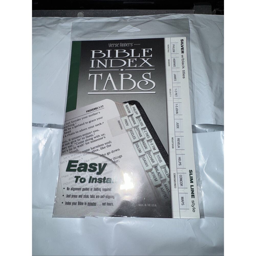 SILVER Bible Index TABS SLIM Book Dividers Help Labels USA Made Brand NEW Black